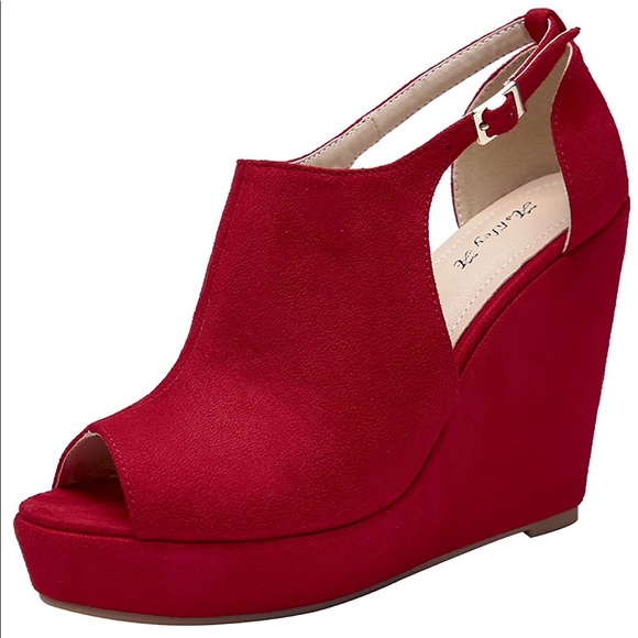 Platform Wedges Cutout Side Straps Shoes - Picture 1 of 5
